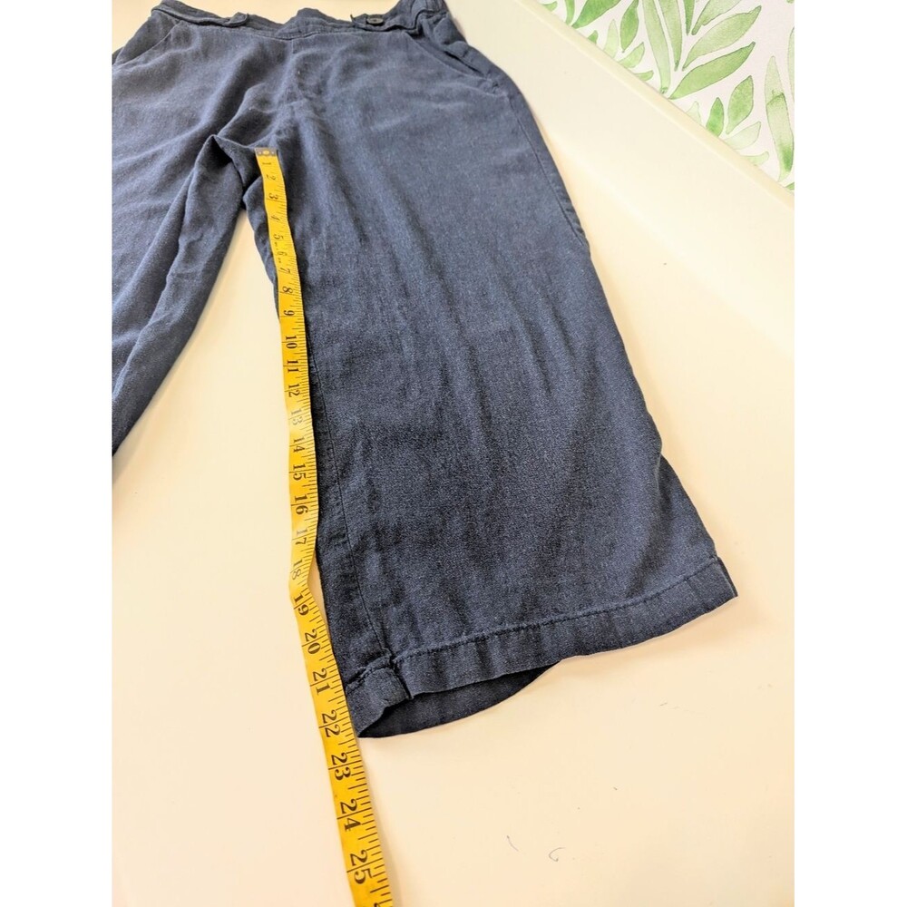 Croft & Barrow Linen Blend Crop Pants Size S Navy Blue Pull On Wide Leg Breezy - Picture 8 of 10